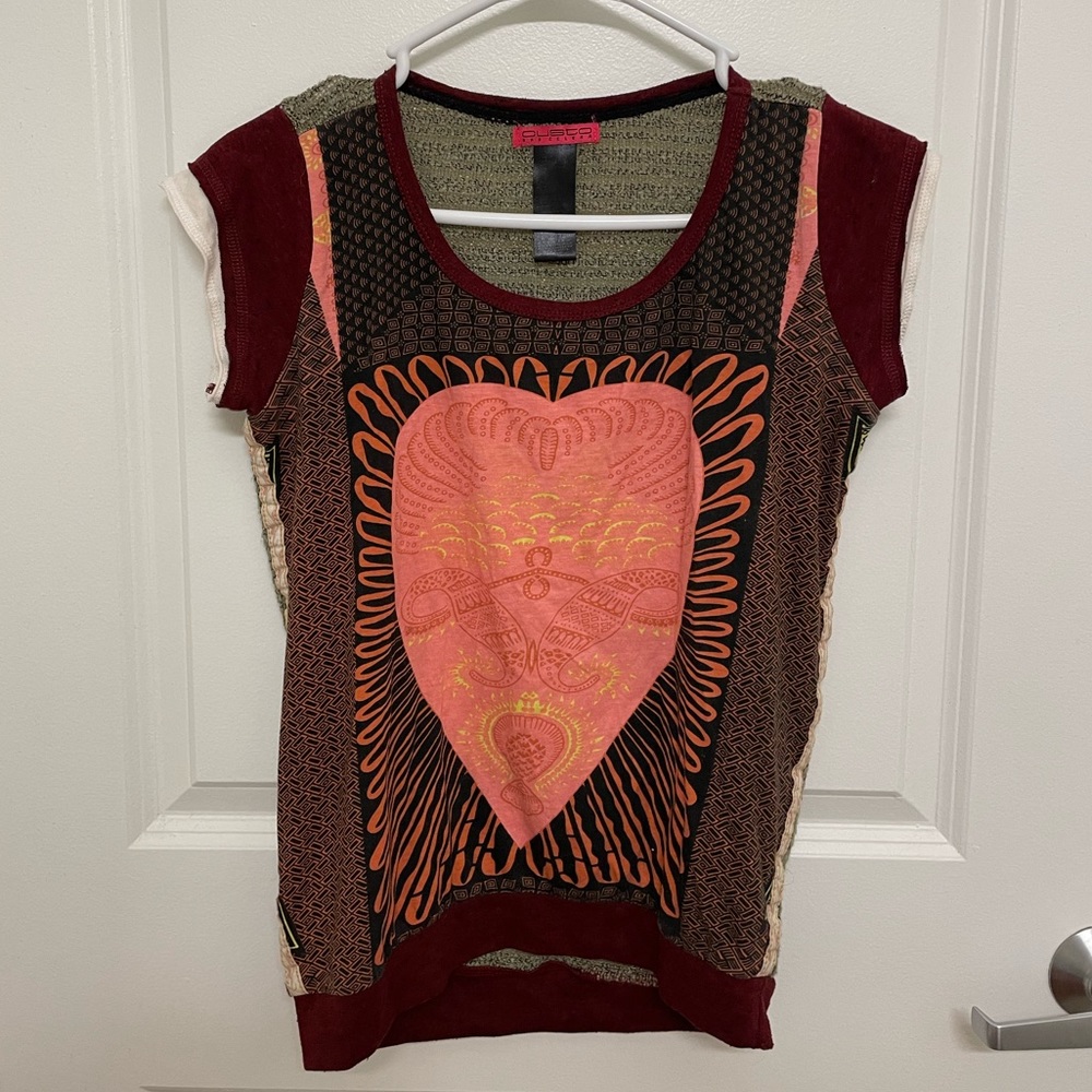 Custo Barcelona pink maroon and gold heart top size small / S
